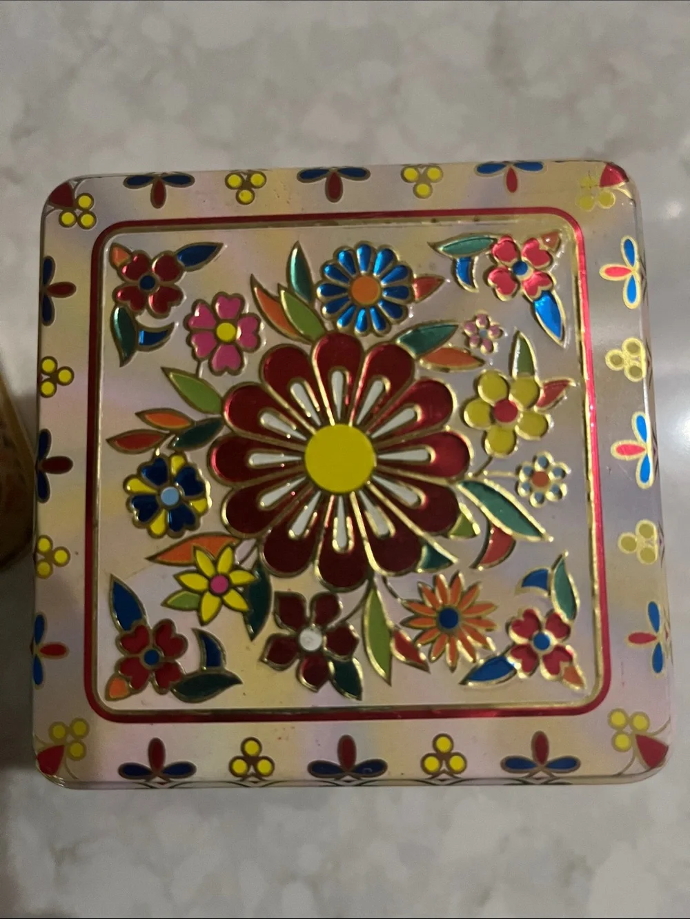 Vintage Kashmir type Tin box’s floral tin box’s tea box 2 are hinged & English